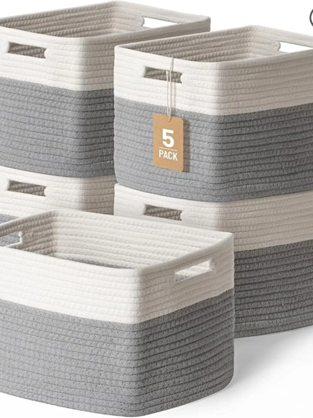 New 5 Pack Woven Storage Baskets, Decorative Storage Bins for Organizing | 13.8
